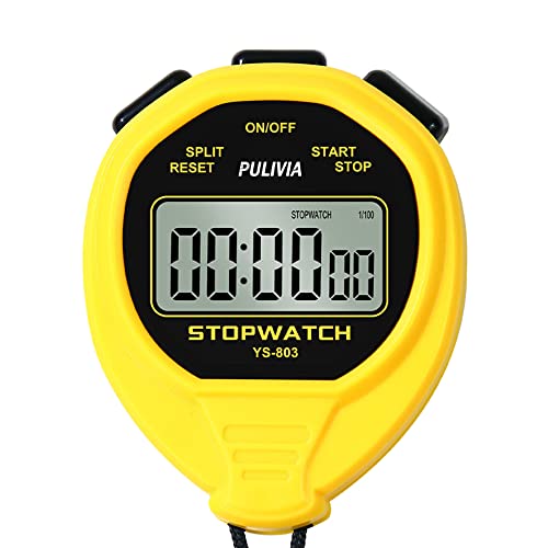 PULIVIA Sport Stoppuhr Timer Einfache Stoppuhr mit IP65 Wasserdicht, Keine Uhr, Kein Kalender, kein Alarm, Einfach zu Bedienende Stoppuhr für Trainer Beim Laufen Schwimmen Sporttraining von PULIVIA