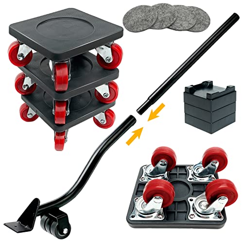PULLEY Möbel Transportrollen Set, Möbelheber mit 4 Stück Bewegen Sliders Schwere Möbelrollen Verschieben Werkzeuge Max for 400KG, 360 Graddrehbar Pads PU Rad PULLEY Möbel Transportrollen Set, Möbelheber mit 4 Stück Bewegen Sliders Schwere Möbelrollen Verschieben Werkzeuge Max for 400KG, 360 Graddrehbar Pads PU Rad von PULLEY
