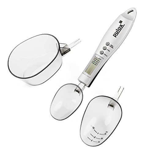 Löffelwaage PLW-100 von pulox mit drei Löffeln 25 ml, 45 ml und 180 ml von 0,1 g genau bis 300 g Tragkraft Digitale Küchenwaage, Feinwaage von PULOX
