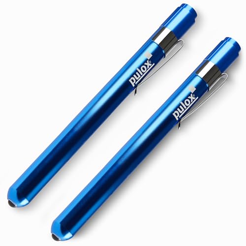 Pulox 2er-Set Diagnostikleuchte - Medizinische Pupillenleuchte aus Aluminium Diagnostische LED-Stiftlampe - Penlight mit Mess-Skala inkl. Batterien von PULOX
