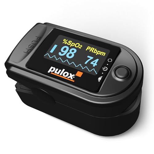 Pulsoximeter PULOX PO-200 Solo in Schwarz Fingerpulsoximeter für die Messung des Pulses und der Sauerstoffsättigung am Finger von PULOX