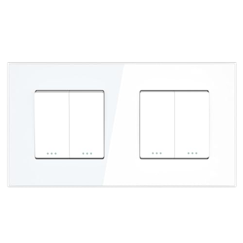 PULSAR Doppelwechselschalter/Doppelwechselschalter Unterputz 2 Fach Weiß Glas, Doppellichtschalter x2 Lichtschalter Unterputz Wechselschalter Doppelt/Wechselschalter Doppelt von PULSAR