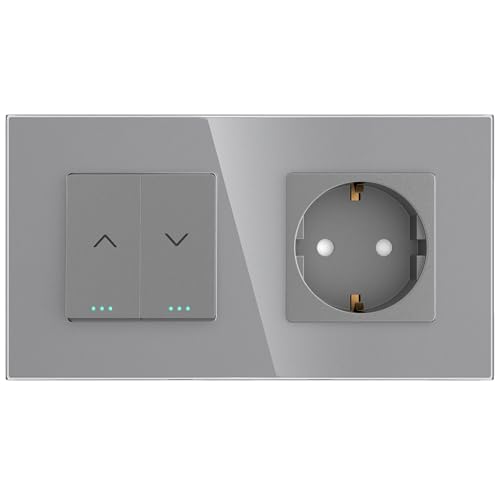 PULSAR Rolladentaster mit Steckdose Unterputz Glas Grau Jalousietaster Rollladentaster zur Unterputzmontage Rollo/Rouleau/Jalousette/Fensterschutz Taster PULSAR Rolladentaster mit Steckdose Unterputz Glas Grau Jalousietaster Rollladentaster zur Unterputzmontage Rollo/Rouleau/Jalousette/Fensterschutz Taster von PULSAR