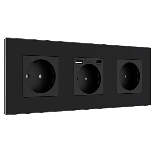 PULSAR Steckdose USB-C USB-A Schnell-Ladegerät Standard Schuko Steckdose 16A 3 Fach Unterputz mit USB Typ C, A Intelligente Erkennung Wandsteckdose Dreiersteckdose Quick Charge für Büro Zuhause PULSAR Steckdose USB-C USB-A Schnell-Ladegerät Standard Schuko Steckdose 16A 3 Fach Unterputz mit USB Typ C, A Intelligente Erkennung Wandsteckdose Dreiersteckdose Quick Charge für Büro Zuhause von PULSAR