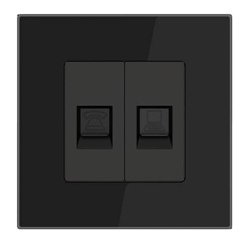 PULSAR Telefon Dose Netzwerkdose Unterputz 1 Fach Glas Schwarz, Telefondose CAT5E Internet Steckdose Netzwerk LAN Dose Geschirmt Datendose Anschlussdose PULSAR Telefon Dose Netzwerkdose Unterputz 1 Fach Glas Schwarz, Telefondose CAT5E Internet Steckdose Netzwerk LAN Dose Geschirmt Datendose Anschlussdose von PULSAR