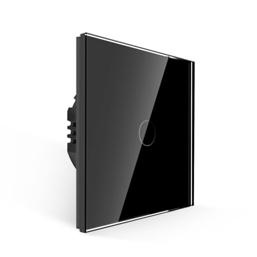 PULSAR Touch Lichtschalter 1 Fach Schwarz Gehärtete Kristallplatte mit LED Hintergrundbeleuchtung Wandschalter 86 x 86 mm Touch Schalter Unterputz 110V - 240V / Nicht Smart Schalter von PULSAR