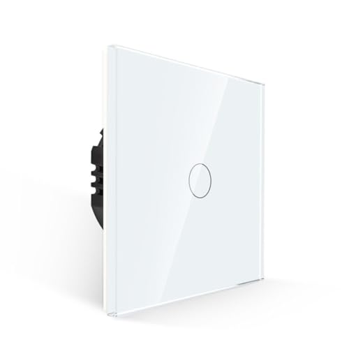 PULSAR Touch Lichtschalter 1 Fach Weiß Gehärtete Kristallplatte mit LED Hintergrundbeleuchtung Wandschalter 86 x 86 mm Touch Schalter Unterputz 110V - 240V / Nicht Smart Schalter PULSAR Touch Lichtschalter 1 Fach Weiß Gehärtete Kristallplatte mit LED Hintergrundbeleuchtung Wandschalter 86 x 86 mm Touch Schalter Unterputz 110V - 240V / Nicht Smart Schalter von PULSAR