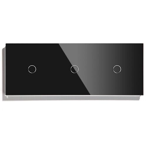 PULSAR Touch Lichtschalter 3 Fach Schwarz Glas, Lichtschalter Gehärtete Kristallplatte mit Status-LED, Touch Schalter Unterputz Dreifach 110V - 240V / Nicht Smart Schalter von PULSAR