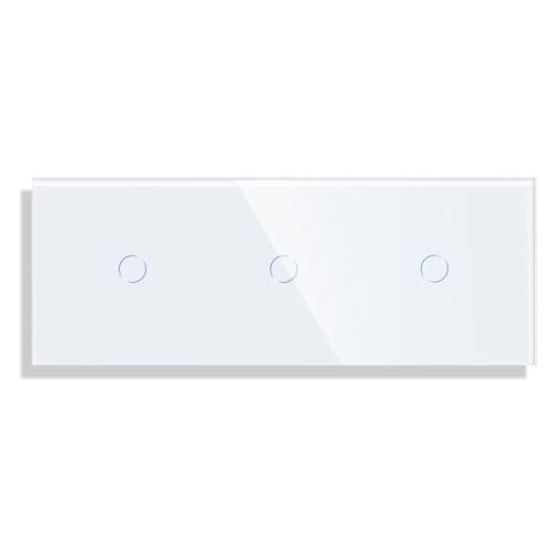 PULSAR Touch Lichtschalter 3 Fach Weiß Glas, Lichtschalter Gehärtete Kristallplatte mit Status-LED, Touch Schalter Unterputz Dreifach 110V - 240V / Nicht Smart Schalter von PULSAR
