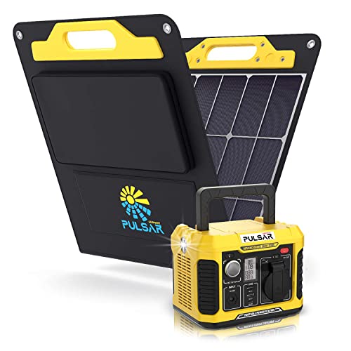 PULSAR Tragbarer Powerstation 231Wh Solar Generator 300W Spitzenwert 600W mit Solar Panel Solargenerator Akku Notstromaggregat Stromspeicher Solar Batterie Outdoor Reisen und Camping von PULSAR