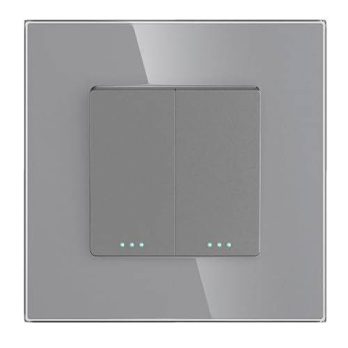 PULSAR Wechselschalter Lichtschalter Doppelt 1 Fach Glas Grau Doppelschalter Unterputz Lichtschalter Standard Mechanischer Wandlichtschalter von PULSAR