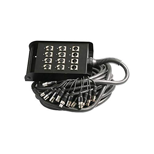 PULSE Stage Box 12-Wege 8/4 XLR Multicore, 30 m Schwarz, für Live-Bühne, Studio, Lautsprecher & Mischer von PULSE