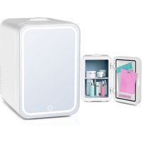 Mini Kühlschrank 8L mit led Spiegel tragbar für Kosmetik, Kühlbox Warmbox weiß - Weiß - Puluomis von PULUOMIS