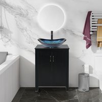 Puluomis Badezimmerschrank, Badschrank, Küchenschrank mit 2 Türen, 61 x 48 x 81 cm, Schwarz - schwarz von PULUOMIS