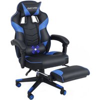 Gaming Stuhl Massage Computer Stuhl pu Leder verstellbare Stühle mit Fußstütze und Lendenwirbelstütze Blau - Blau - Puluomis von PULUOMIS