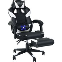 Gaming Stuhl Massage Computer Stuhl pu Leder verstellbare Stühle mit Fußstütze und Lendenwirbelstütze Schwarz&weiß - Schwarz&Weiß - Puluomis von PULUOMIS