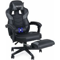 Gaming Stuhl Massage Computer Stuhl pu Leder verstellbare Stühle mit Fußstütze und Lendenwirbelstütze Grau - Grau - Puluomis von PULUOMIS