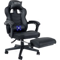 Puluomis - Gaming Stuhl Massage Computer Stuhl pu Leder verstellbare Stühle mit Fußstütze und Lendenwirbelstütze Schwarz - Schwarz von PULUOMIS
