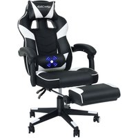 Gaming Stuhl Massage Computer Stuhl pu Leder verstellbare Stühle mit Fußstütze und Lendenwirbelstütze Schwarz&weiß - Weiß - Puluomis von PULUOMIS