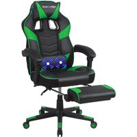 Gaming Stuhl mit Massage und Fußstütze, Bürostuhl Chefsessel Schreibtischstuhl Racing Stuhl ergonomisch Sportsitz Gamingstuhl Computerstuhl von PULUOMIS