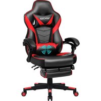 Gaming Stuhl mit Massage und Fußstütze, Bürostuhl Chefsessel Schreibtischstuhl Racing Stuhl ergonomisch150Kg, Sportsitz Höhenverstellbarer Drehstuhl von PULUOMIS