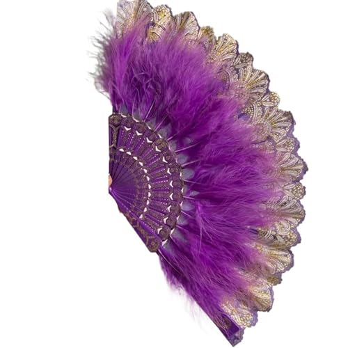 PULaif Straußenfederfächer, Feder Spitze Muster Handwerk Fans Tanzen Können DIY Federn Hause Ornamente Dekoration(Purple) von PULaif