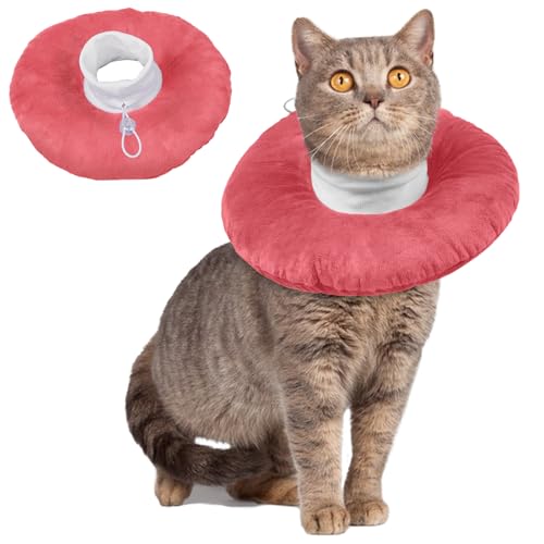 Halskrause Katze Weich, Katzen Halskrause Kragen Katze Kleiner Hunde Kragen Cone nach Operation und Verletzungen Leckschutz Katze Kastration(Rosa, M) von PUMYPOREITY