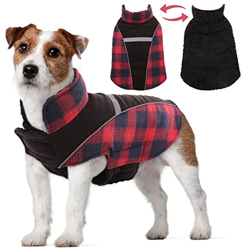 Hundejacke Winterweste Warm Jacken Hundemantel Hundepullover Haustier Fleece Skifahren Kostüm Baumwolle Winddichte Welpen Weste Hundekleidung Winter für kleine/Mittelgroße/Große Hunde(Dunkelrot, XL) von PUMYPOREITY