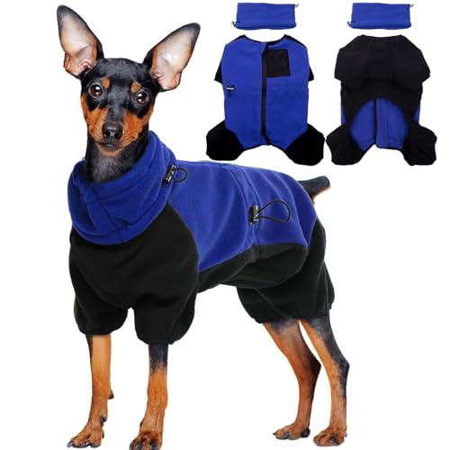 Hundemantel Winter, Hundejacken Polarfleece Winddichter Hundekleidung Hundepulli Sweatshirt Stretch Hundevlies Weste Winterjacke mit 4-Beinen Wintermäntel für Kleine Hunde(Blau, XS) von PUMYPOREITY