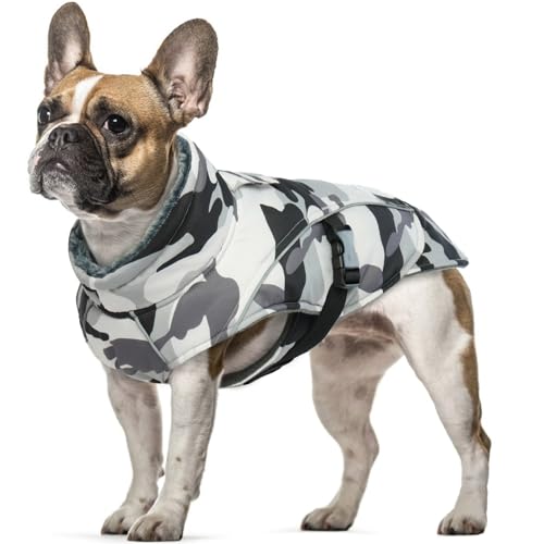 Hundemantel Wasserdicht, Warme Winter Hundejacke Wintermantel für Kleine Hunde Warme Kleidung Winter Chihuahua Labrador Französische Bulldogge(Tarnung, S) von PUMYPOREITY