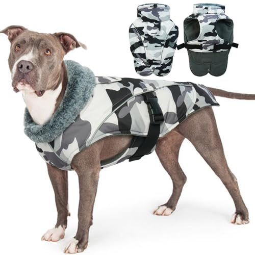 Hundemantel XXXL, Hundejacke Große Hunde Hundewinterjacke Thermomantel für Hunde Wärmemantel Hund Wintermantel Labrador Hundemantel(Camouflage, 3XL) von PUMYPOREITY