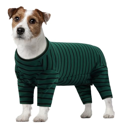 Hundepyjama Kleine Hunde, Hundejacke für Kleine Hunde Schlafanzug Onesie Weich Und 4-Wege-Stretch Erholungsanzug Nach Operation(Grün, XS) von PUMYPOREITY