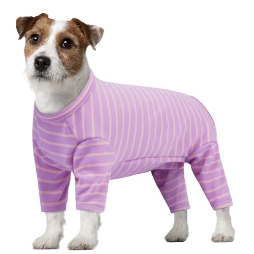 Hundepyjama Kleine Hunde, Hundejacke für Kleine Hunde Schlafanzug Onesie Weich Und 4-Wege-Stretch Erholungsanzug Nach Operation(Lila, XS) von PUMYPOREITY