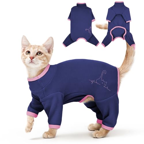 Katzenpullover, Katzen Jumpsuit Katzenanzug Winter Op Body Katze Katzen Body Langarm(Blau, S) von PUMYPOREITY