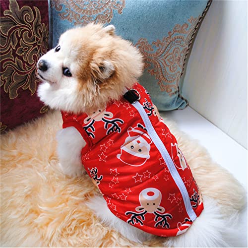 Hundemantel Winter, Weihnachten Schneemann Hundejacken Weihnachtsmann Weste Warm Winddicht Wasserdicht Hundepullover Haustier Bekleidung Winterjacken mit D-Ring(Rot, XL) von PUMYPOREITY