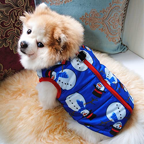 Hundemantel Weihnachten, Winter Warme Hundejacke Winddichter Anti-Schneeanzug Hundebekleidung Outfit Weihnachten für Kleine Mittlere Hunde(Blau, S) von PUMYPOREITY