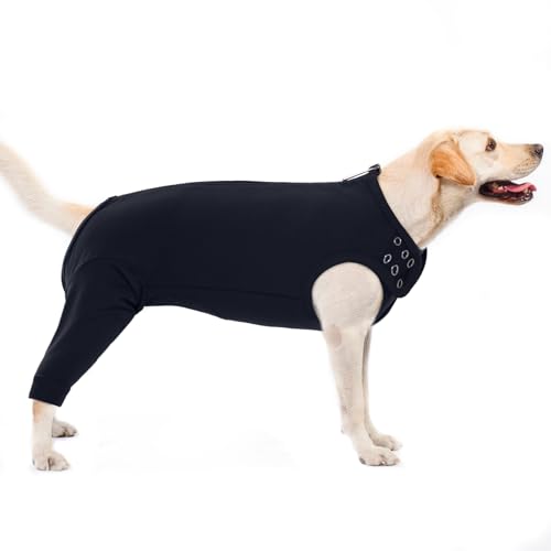 PUMYPOREITY Op Body Hund, Hundebody Nach Op Hündin Lange Beine Kastrationsbody Hund Rüde Op Schutz Hinterbeine Leckschutz Nach Op Beinschutz Hinten Hund Hinterbeine Ärmel Leckschutz(Schwarz, L) von PUMYPOREITY