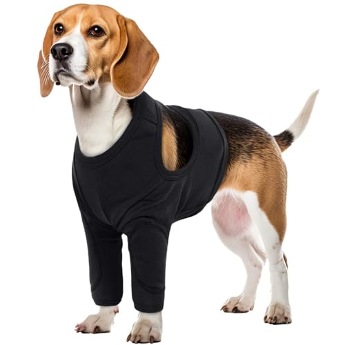 Vorderbein Ärmel für Hunde, Single Front Leg Recovery Sleeve Hund Vorderbeinschoner Ellenbogenbandage Protector für Hot Spots Wunden Bandagen(Schwarz, XL) von PUMYPOREITY