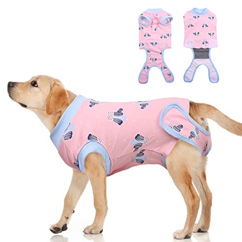 Recovery Suit Hunde, Wundschutzanzüge Welpen Haustiere Postoperative Pflege Schutzkleidung Wunden nach Chirurgie Verhindern Sie Lecken Beißen Alternative E-Collar nach Operationen(Rosa Kaktus, XS) von PUMYPOREITY