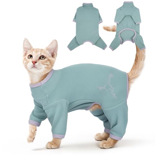 Sphynx Katzen Kleidung, Katzen Kleidung Winter Onesie Für Katzen Katzenanzug Nach Op Warme Katzenanzug(Bohnen grün, S) von PUMYPOREITY