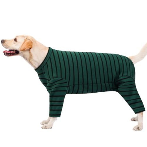 Warmer Fleece-Hundepyjama, Fleece Hundepullover Grosse Hundeschlafanzug Hunde Groß Winter-Hundemantel Ganzkörper-Hunde-Onesie(Grün, 2XL) von PUMYPOREITY