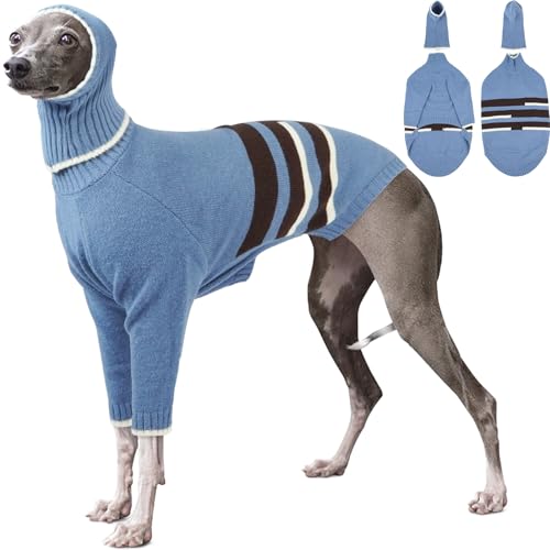 Whippet Mantel, Hundepullover Windhund Hundemantel Windhund Greyhound Sweater Weich Weihnachtspullover Whippet Kleidung Italienischer Windhund Jacke Hundeschlafanzug(Blau, S) von PUMYPOREITY