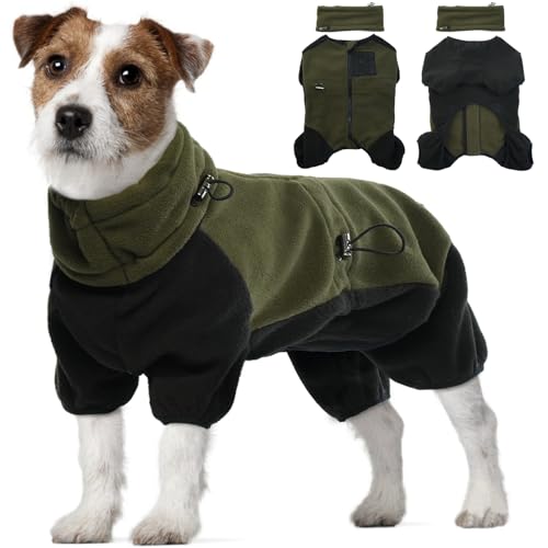 Hunde Fleecejacke, Wintermantel Hundemantel Warm Hundejacke Winter Hund Rollkragenpullover Warm Fleecemantel Winddicht Kaltwetter Outdoor-Hundebekleidung mit Reißverschluss(Armeegrün, M) von PUMYPOREITY