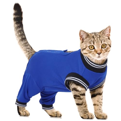 PUMYPOREITY Wundschutzanzüge für Katzen, katzenbody nach op kastration Katze Body Operation Hündin Ellenbogenschützer Katze Recovery Sleeve Katze(Königsblau, M) von PUMYPOREITY