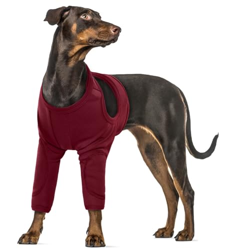Op Body Hund Ellenbogenbandage Vorderbein Body für Hunde Beinschutz(Rot, 3XL) von PUMYPOREITY