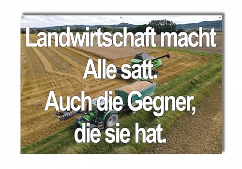 Protestbanner für Demo Landwirtschaft - Banner für Bauernprotest (Mähdrescher & Traktor) von PUNALU