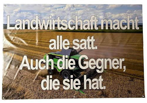 Protestbanner für Demo Landwirtschaft - Banner für Bauernprotest (Mähdrescher auf Feld) von PUNALU