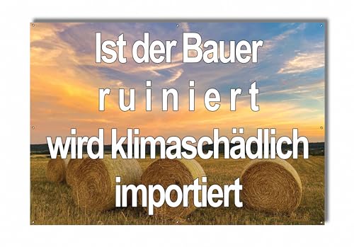 Protestbanner für Demo Landwirtschaft - Banner für Bauernprotest (3 Strohballen) von PUNALU