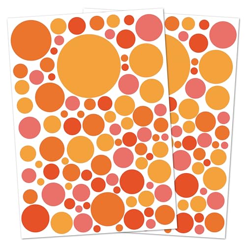 Punalu Kreis Set 176 Stück Wandtattoo für Babyzimmer Aufkleber Sticker Kreise Wandaufkleber Kinderzimmer Deko Punkte Dots Klebepunkte (Orange 2) von PUNALU