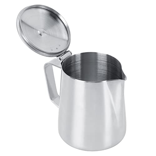 Edelstahlkrug mit Deckel, Milchkännchen mit Deckel, 12 X 11 X 10, 350 Ml, Edelstahl, für Milchhandwerk, Kaffee, Latte, Aufschäumen, Kunstkrug, Krug, Becher, Tasse mit Deckel Edelstahlkrug mit Deckel, Milchkännchen mit Deckel, 12 X 11 X 10, 350 Ml, Edelstahl, für Milchhandwerk, Kaffee, Latte, Aufschäumen, Kunstkrug, Krug, Becher, Tasse mit Deckel von PUNELE